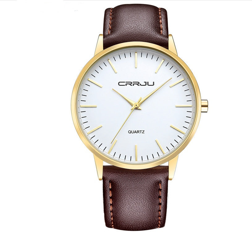 Men's casual belt watch Retro business simple ultra-thin watch fashion men's watch