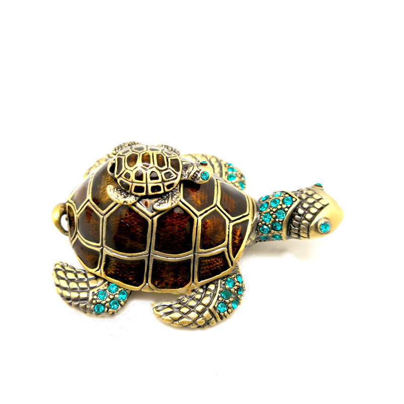 Turtle alloy enamel jewelry box