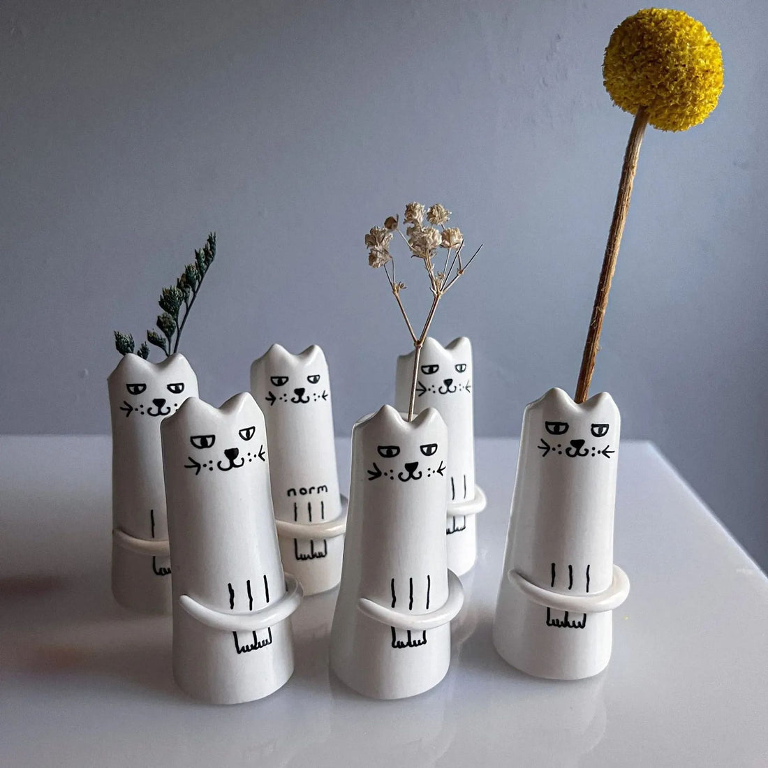 Creative Resin Kitty Vase Decoration Home Desktop