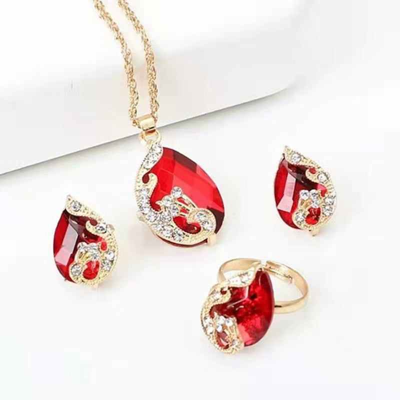 Women's Suit Gift 5-piece Set Watch Bracelet Ring Necklace Earrings Combination Gift Box