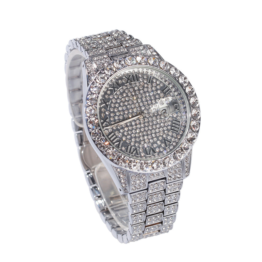 Full diamond waterproof quartz watch