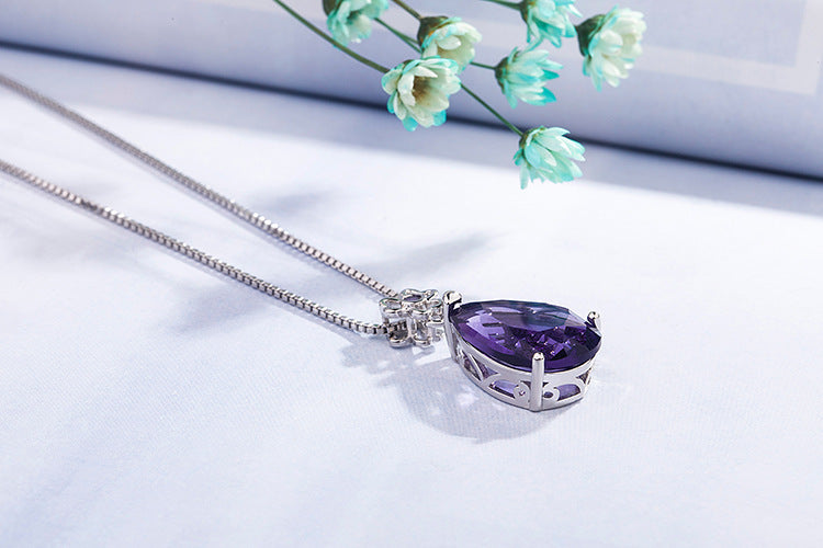 Women's Drop-shaped Amethyst Necklace Jewelry Gift