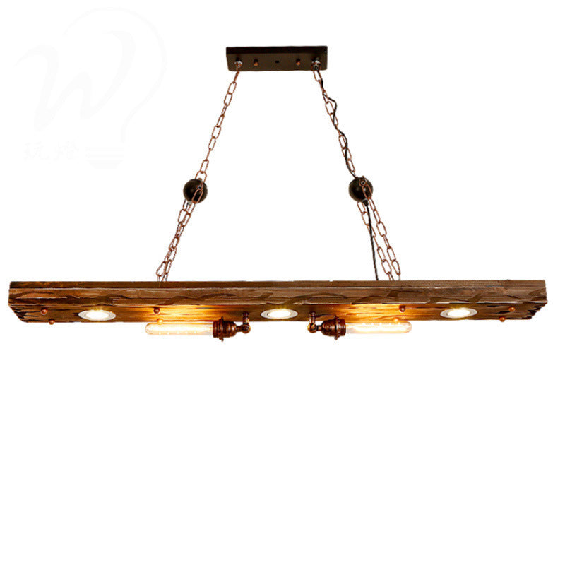 Industrial Style Retro Wood Long Chandelier