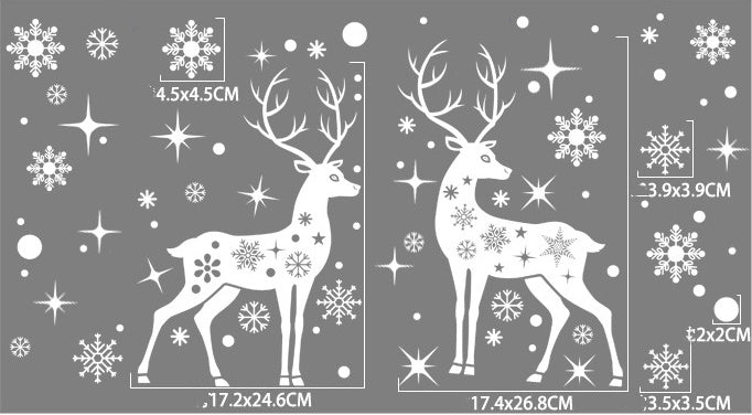 Christmas Decoration Elk Static Sticker White Snowflake Stickers Christmas Window