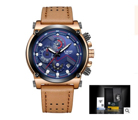 Brown Leather Automatic Quartz Waterproof Watch