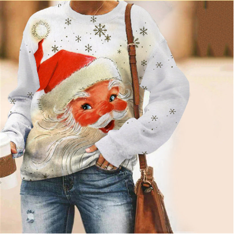 Christmas Snowman Christmas Loose Round Neck Casual Long Sleeve Sweatshirt