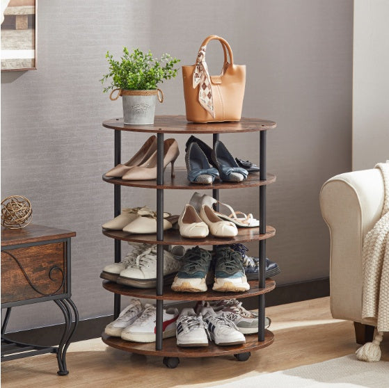 5-tier Round Wheeled Swivel Shoe Rack