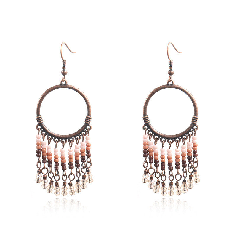 European And American New Product Circle Tassel Earrings