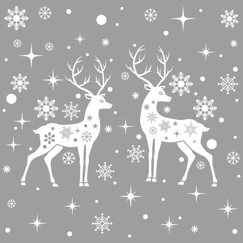 Christmas Decoration Elk Static Sticker White Snowflake Stickers Christmas Window