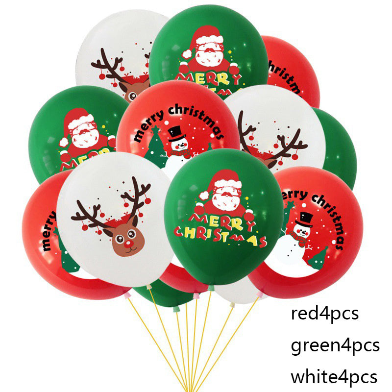 New Christmas Theme 12-inch Latex Printed Balloon Elk Santa Claus Home Store Christmas Decoration