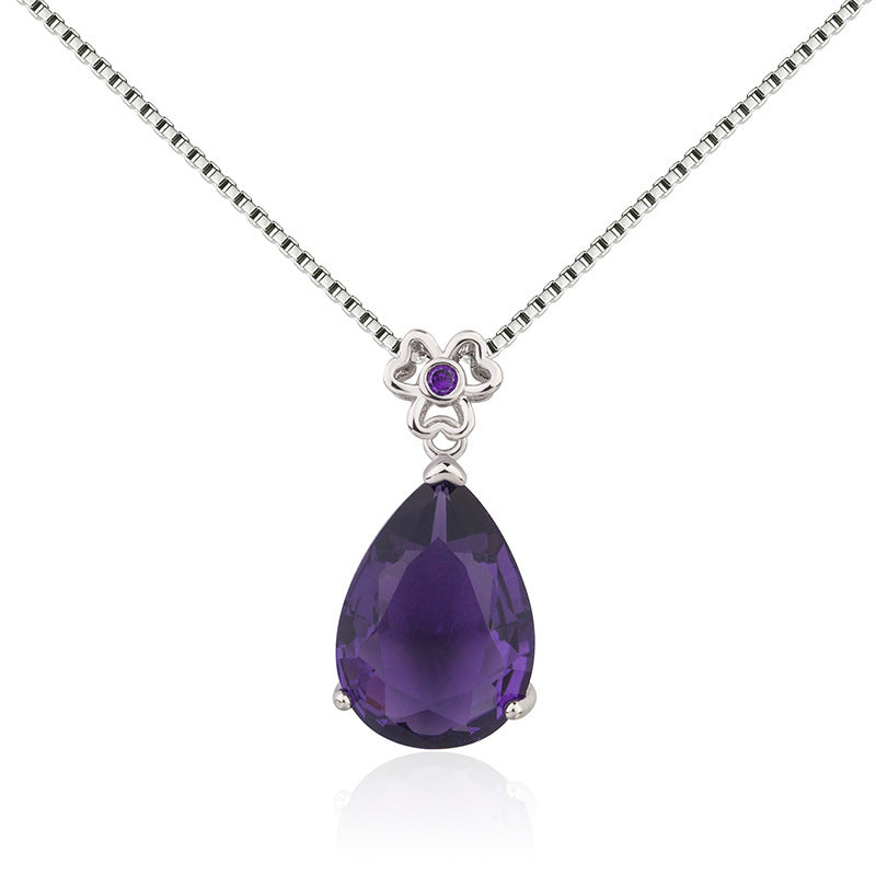 Women's Drop-shaped Amethyst Necklace Jewelry Gift