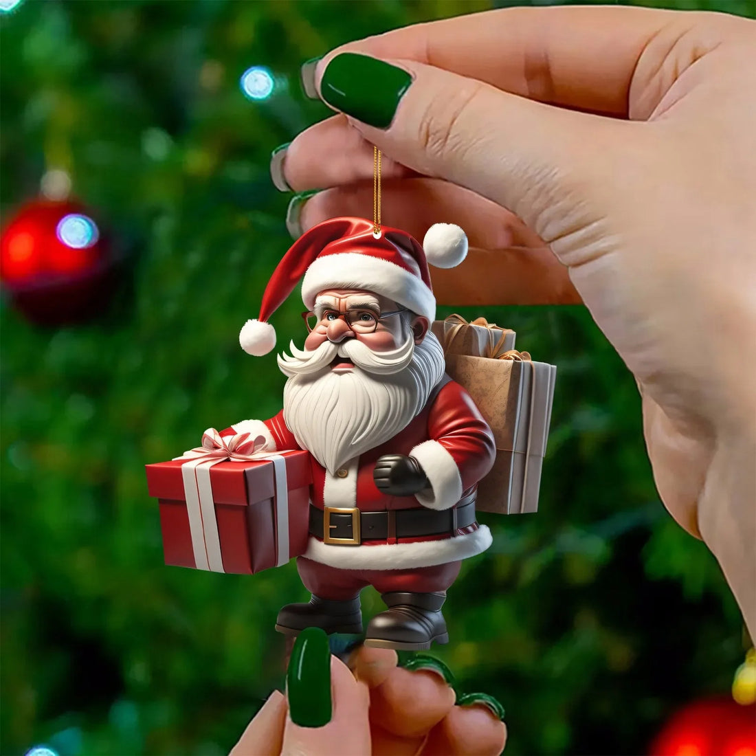 Acrylic Flat Christmas Cartoon Santa Claus Pendant Christmas Tree Pendant