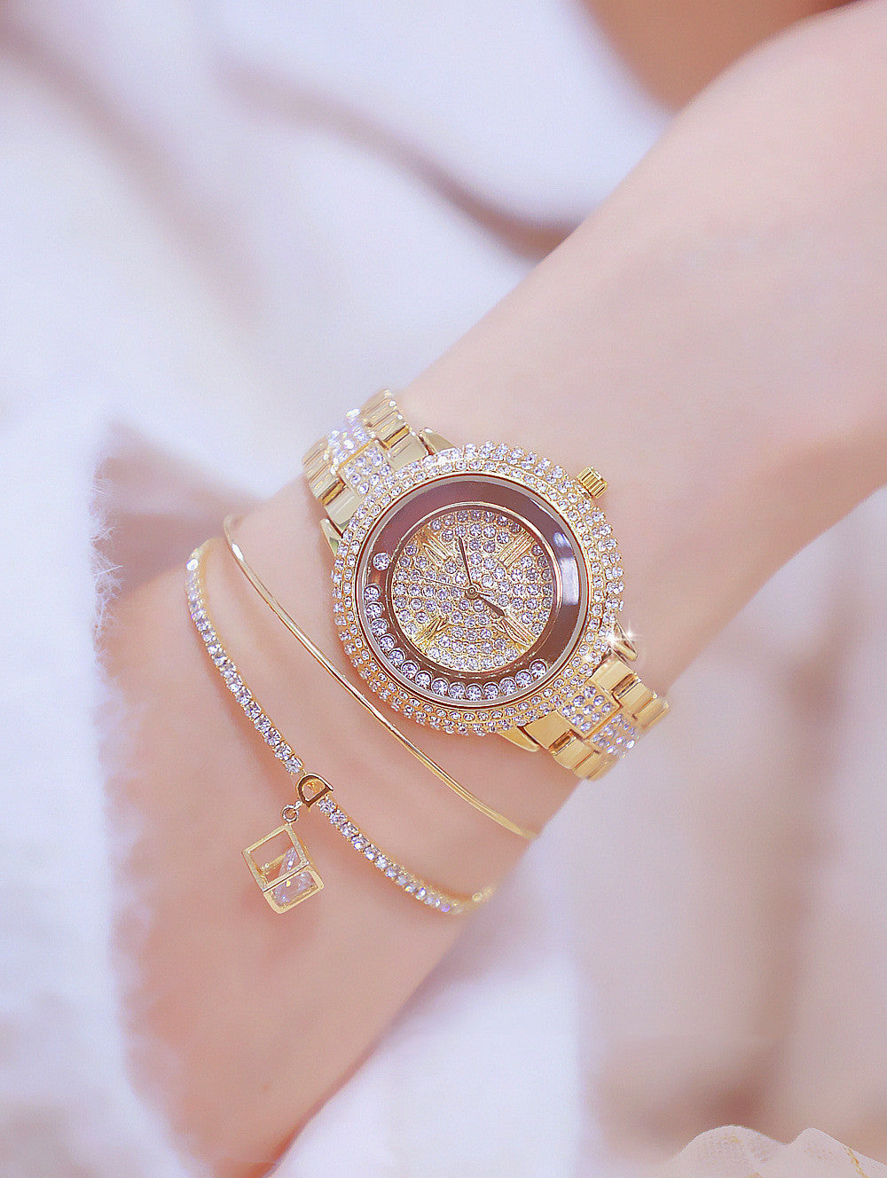 Full Rhinestone Bead Quartz Watch