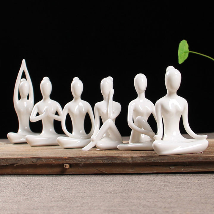 Abstract Art Ceramic Yoga Figurines Porcelain Yog Statue Home Decoration Accessories Office Desktop Ornament