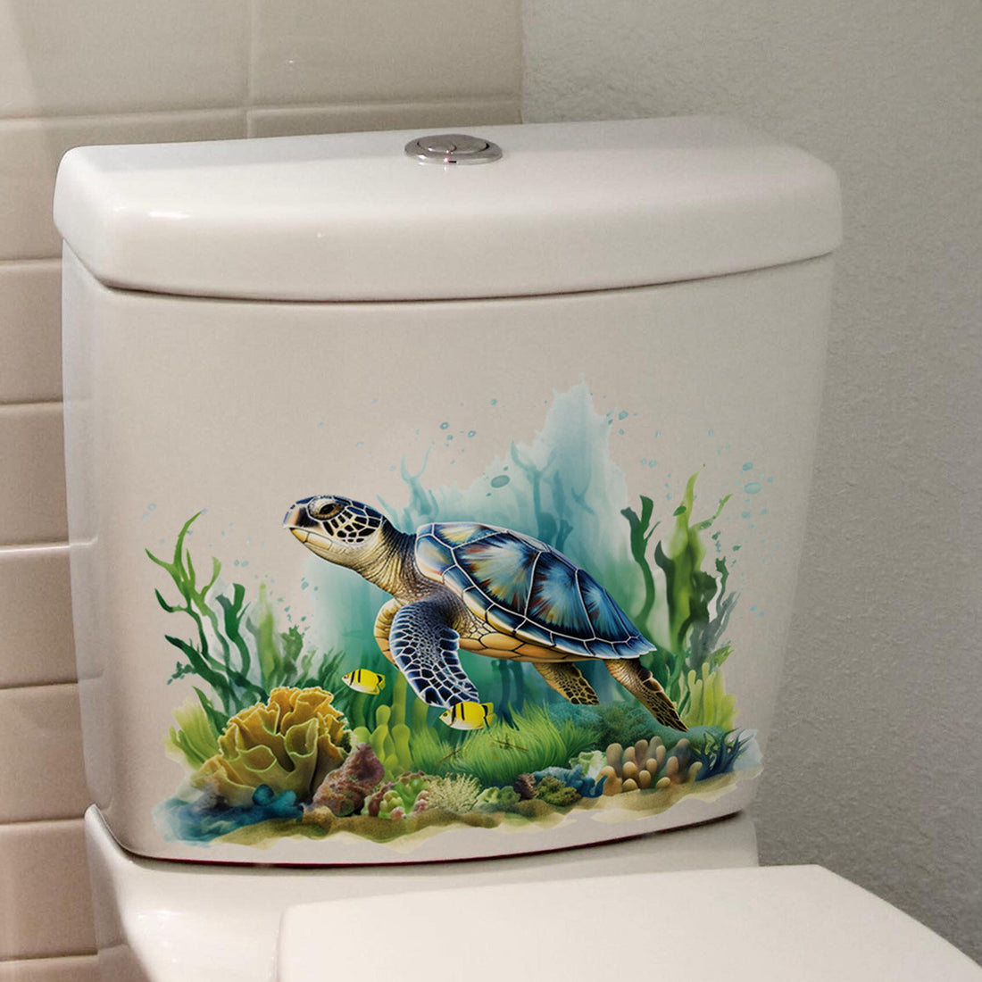 Sea World Sea Turtle Aquatic Plants Happy Day Bathroom Bathroom Home Decoration Wall Stickers