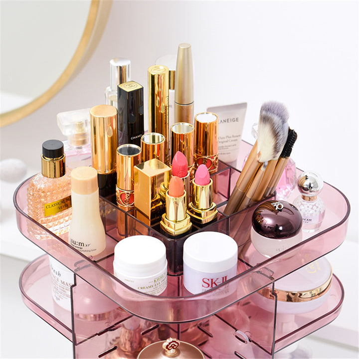 Rotating Acrylic Cosmetic Storage Box Transparent