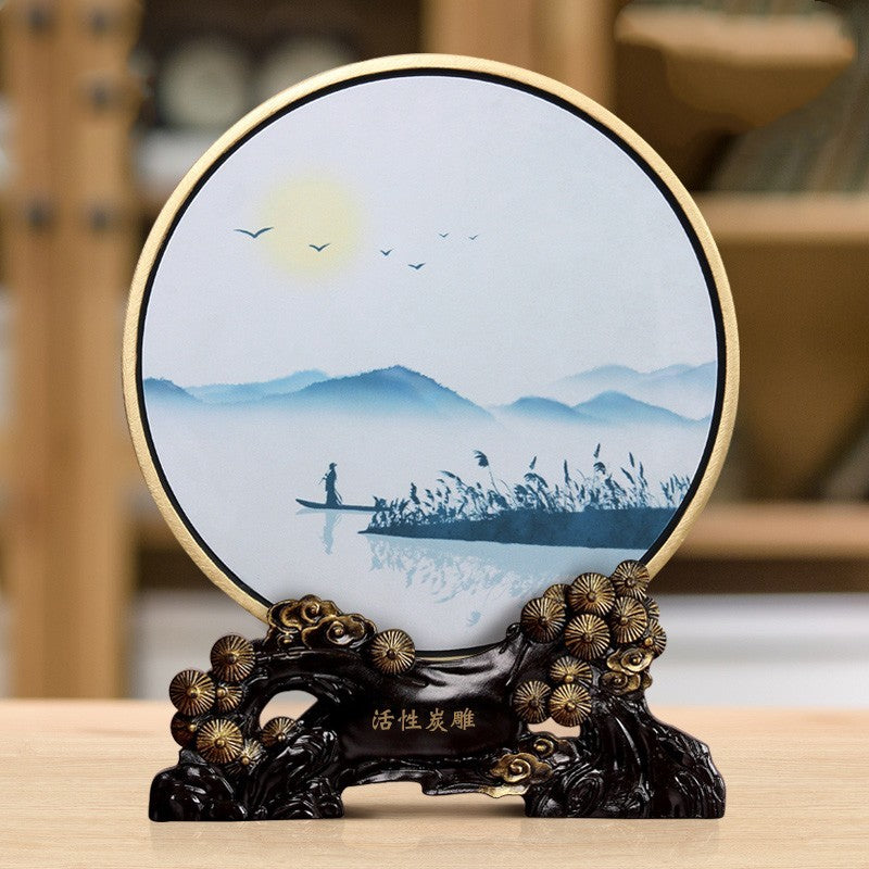 Decoration Artifact Zen Landscape Home Decoration Antique Frame Living Room Porch Ancient Style Decoration