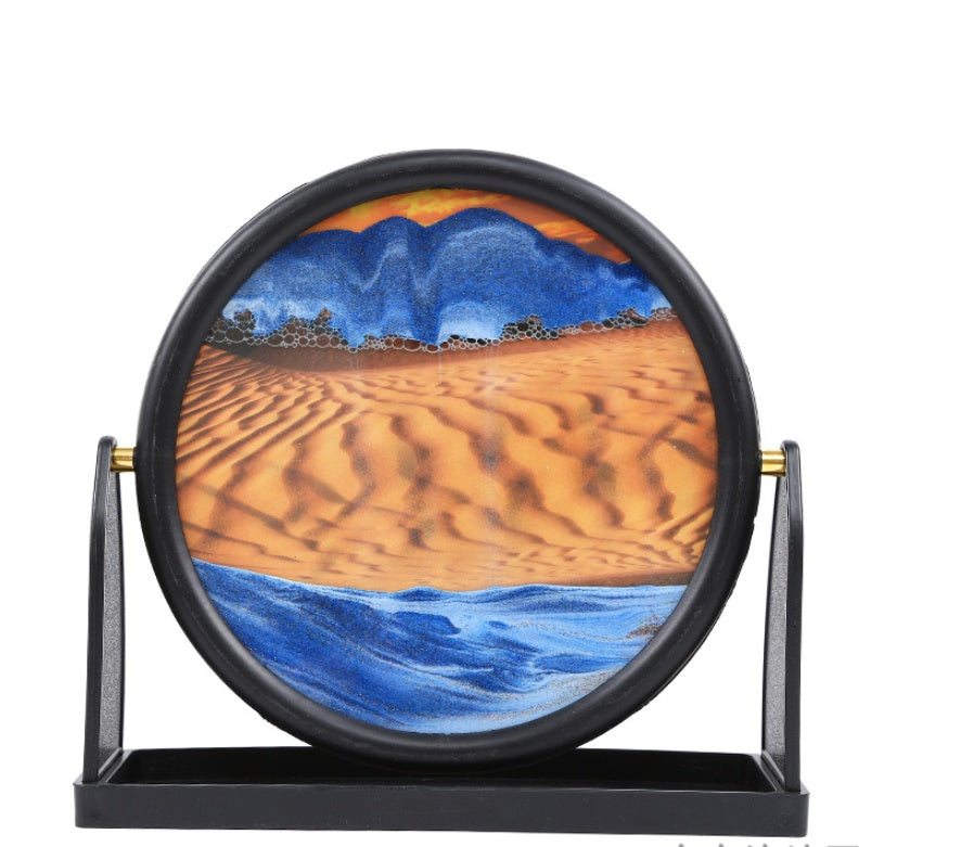 Best selling boutique round 3d desert landscape series glass sand painting home decoration crafts custom wholesale