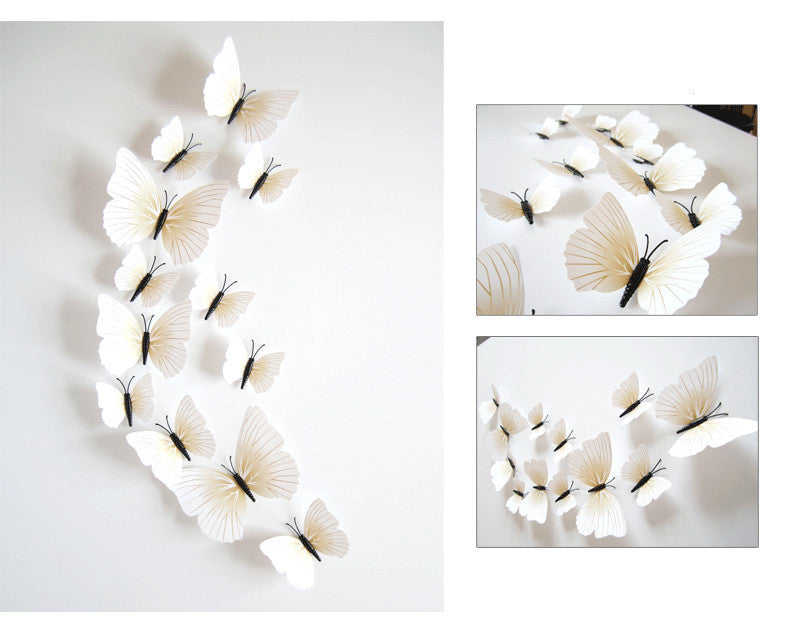 3D simulation butterfly 12 set home decoration ornaments factory direct single layer butterfly H-003 white