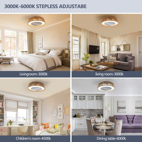 Bohemian Style LED Dimmable Ceiling Light With Built-in Fan - Remote Control Unavailable Platforms- Temu