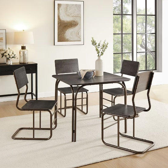 Wooden Table And 4 Chairs Modern Dining Table Furniture Set