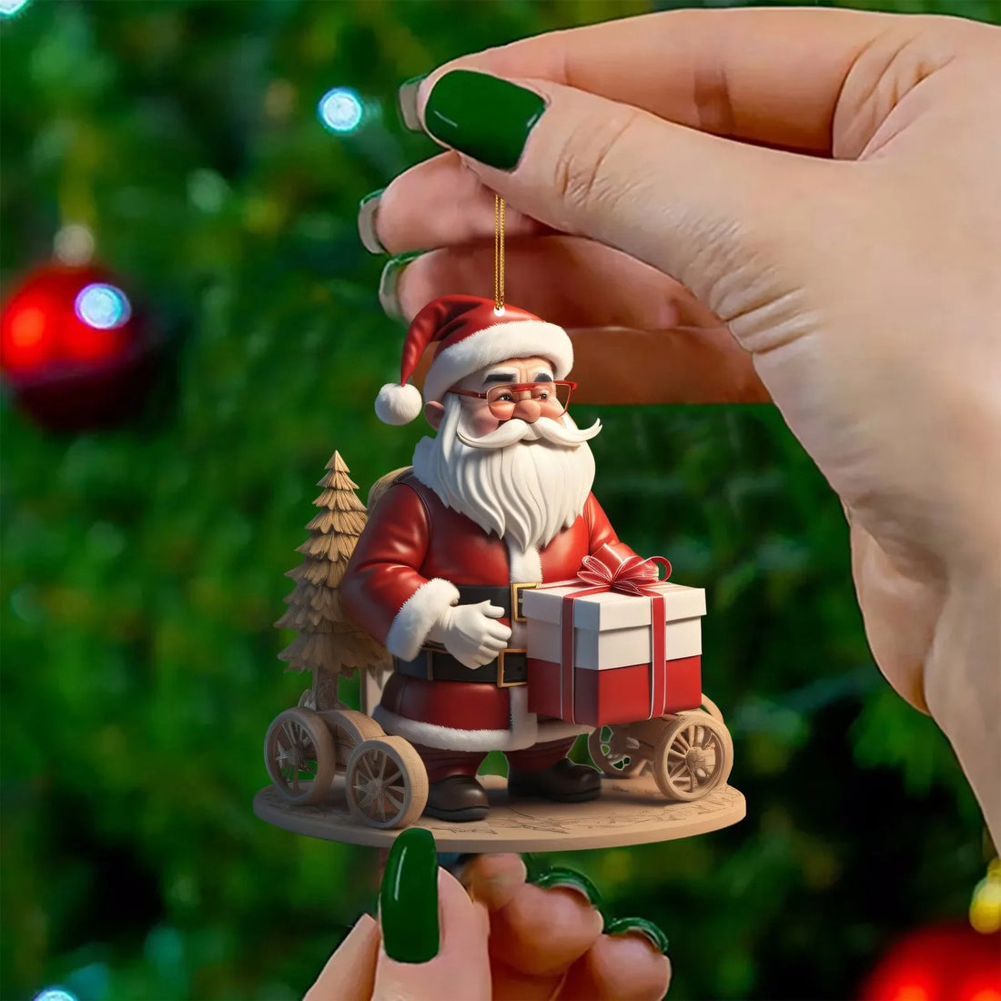 Acrylic Flat Christmas Cartoon Santa Claus Pendant Christmas Tree Pendant