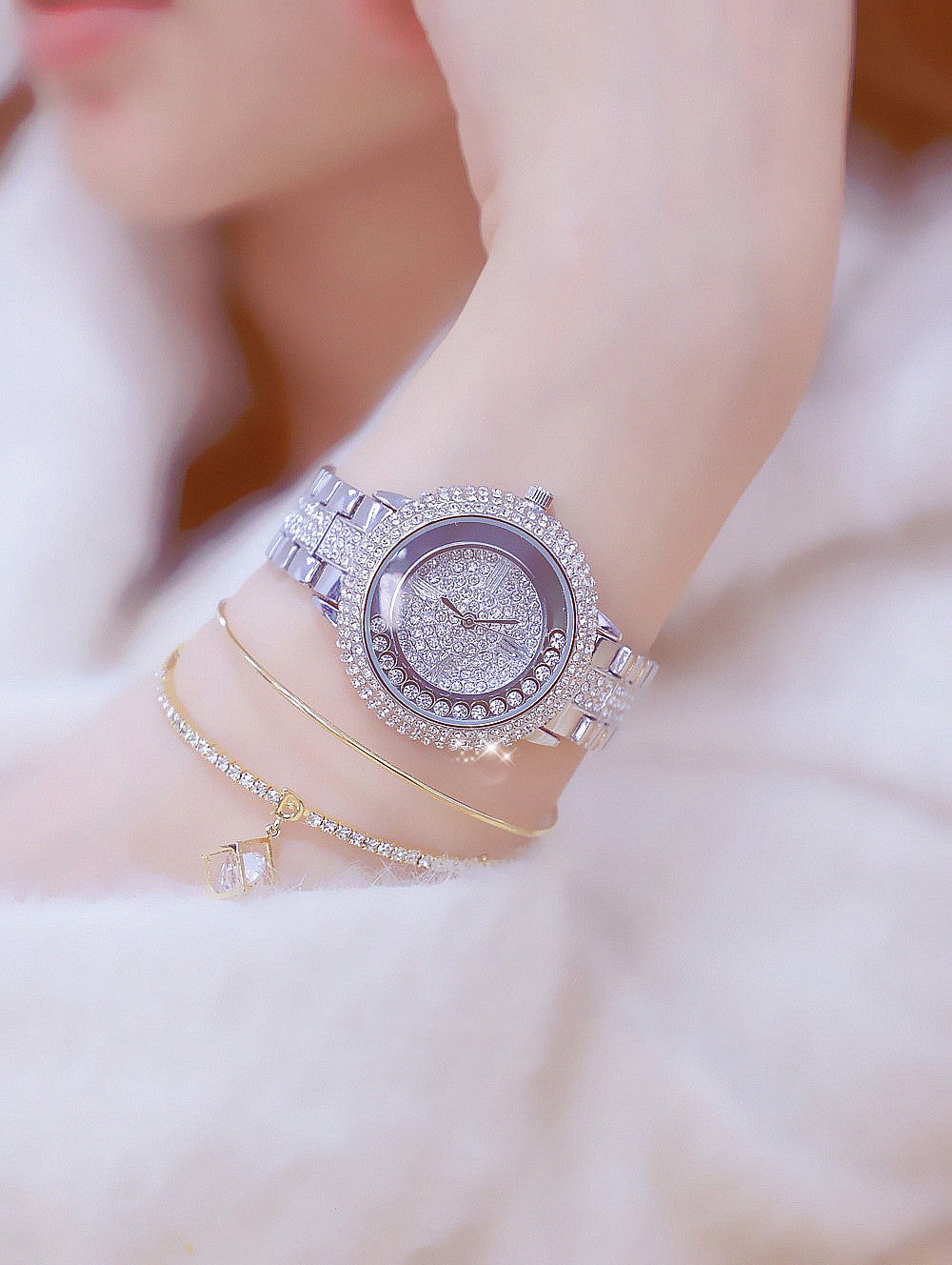 Full Rhinestone Bead Quartz Watch