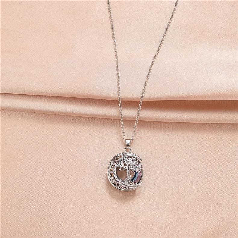 Cross-border New Arrival Crystal Tree Of Life Pendant Moon Tree Necklace