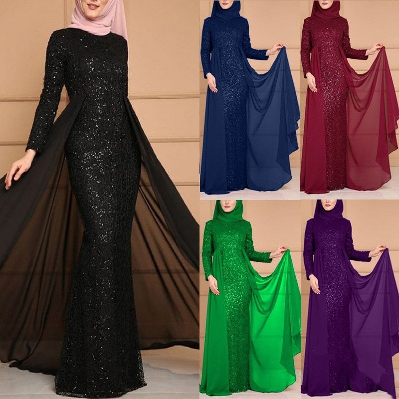 Sequin Elegant Slim-fit Long Sleeve Dress