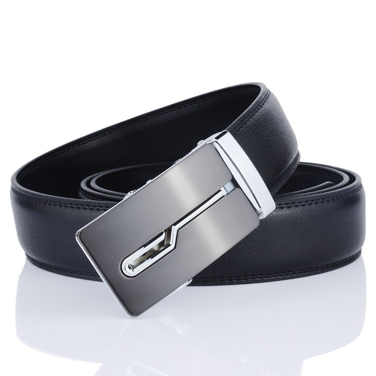 New Men's Leather Belt Men's Business Cowhide Belt Online Best-selling Product Label-free Automatic Buckle Pant Belt