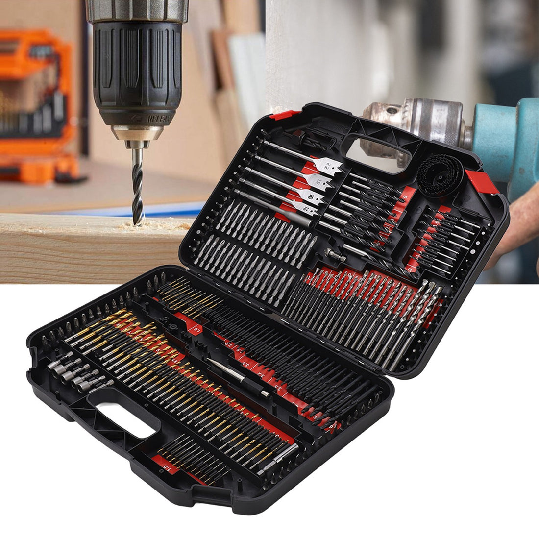 246PCS Multifunctional Combination Drill Bit Screw Bits Set Kit with Black Plastic Box