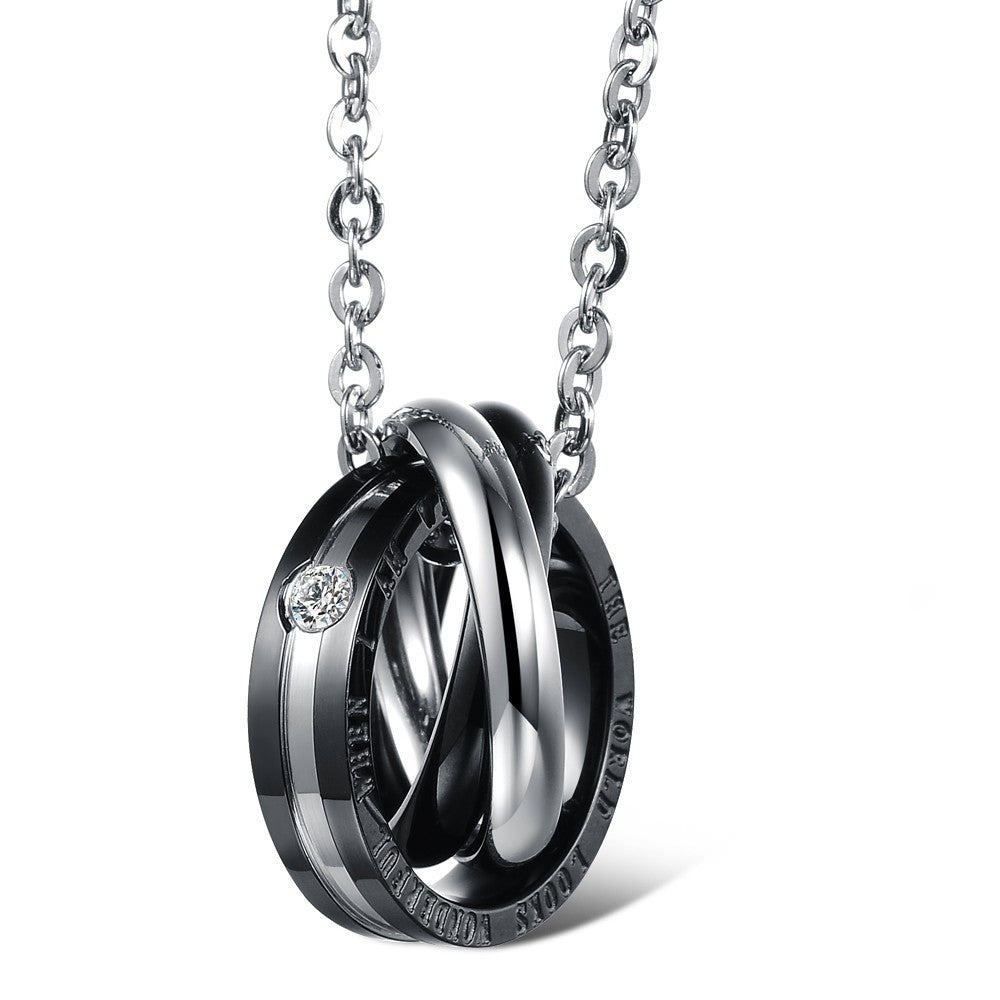 Small Gift Interlocking Titanium Steel Couple Necklace