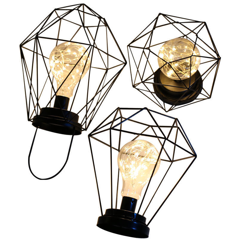 Wrought Iron Geometric Table Lamp Home Decoration