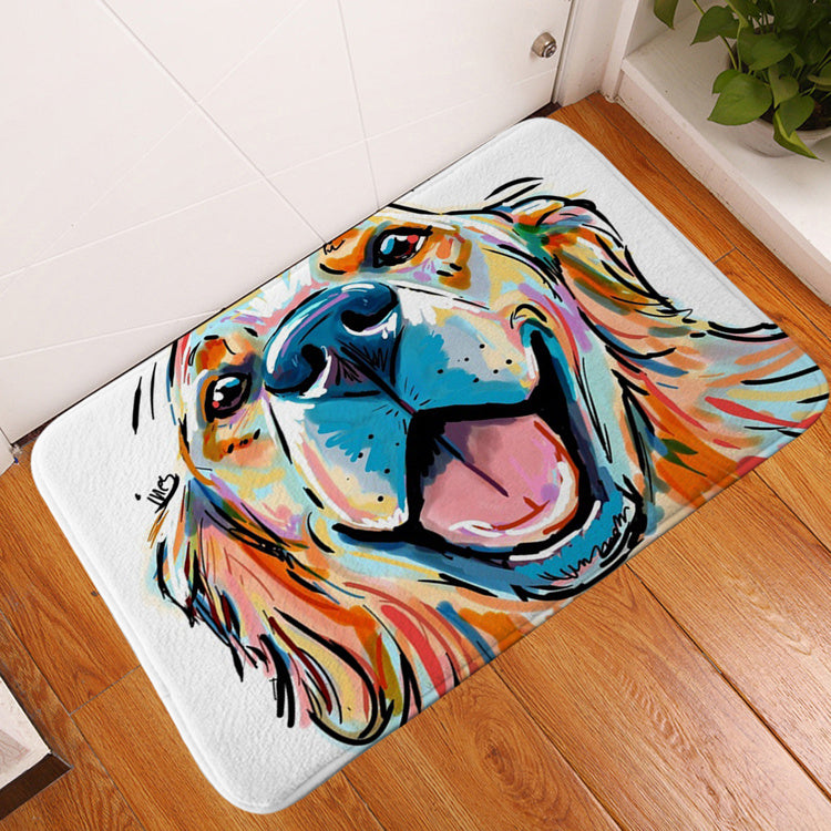 Pet dog flannel floor mat door mat printing foot mat anti-slip mat carpet