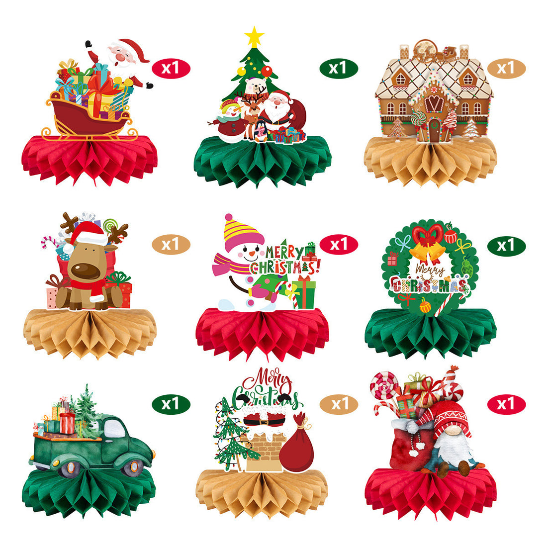 Merry Christmas Desktop Paper Fan Honeycomb Ball Christmas Party Decoration