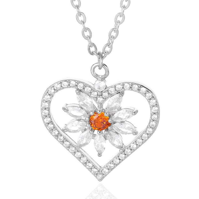 Simple New Product Heart-shaped Flower Hot Red Exotic Love Zircon