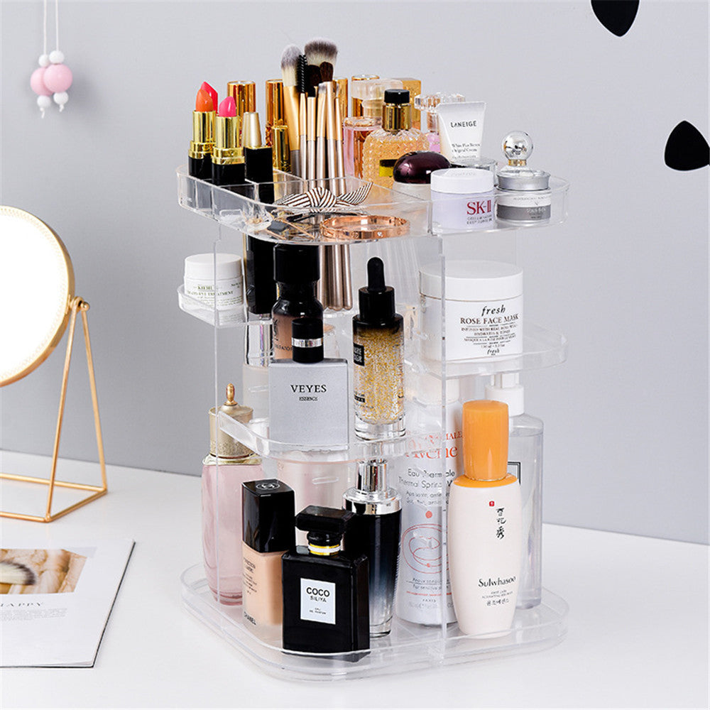 Rotating Acrylic Cosmetic Storage Box Transparent