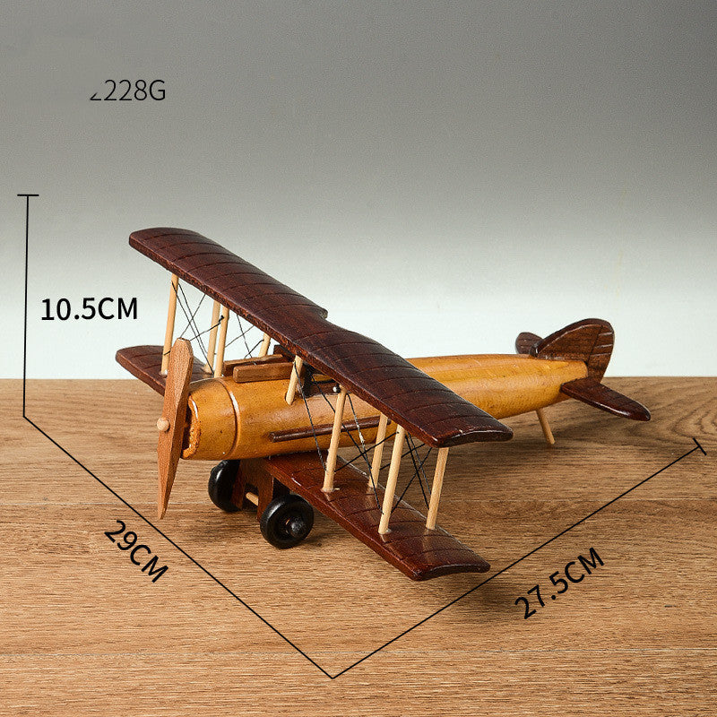 Retro Wooden Airplane Decoration Creative Home Desktop