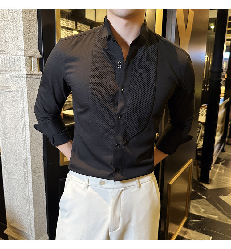 Slim-fit Men's Wedding Dress Banquet Performance Shirt