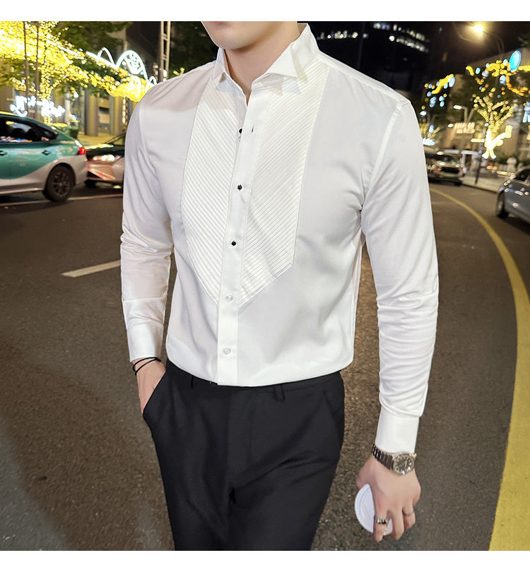 Slim-fit Men's Wedding Dress Banquet Performance Shirt