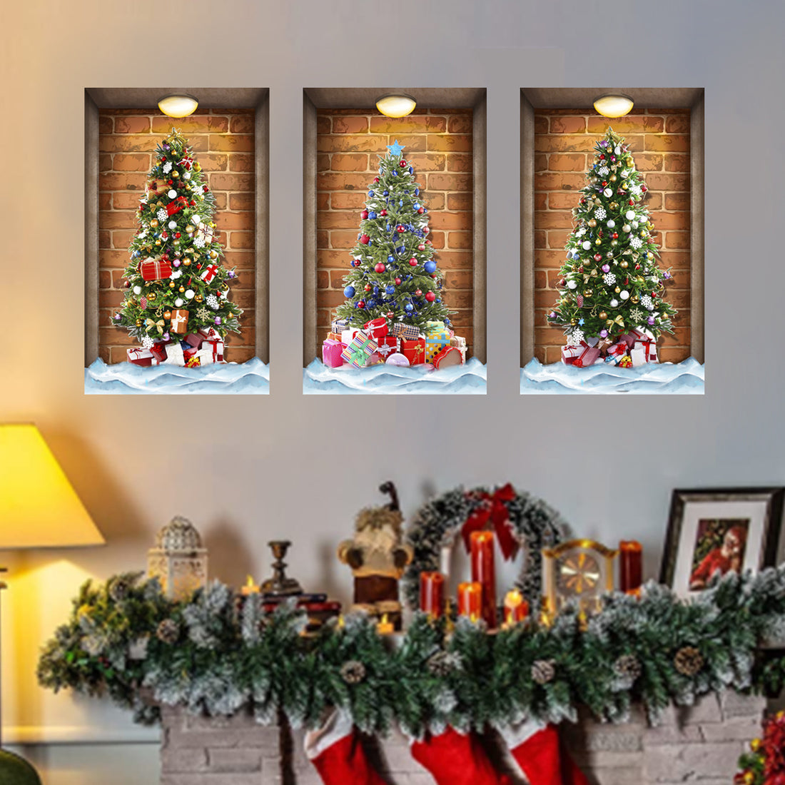 Christmas Tree Gift Atmosphere Decorative Wall Stickers