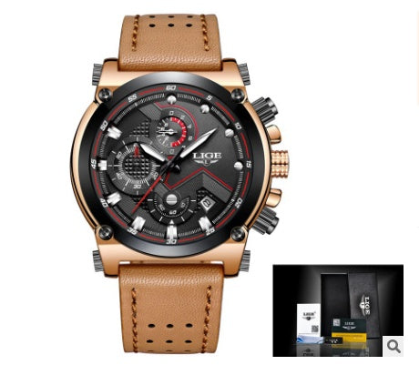 Brown Leather Automatic Quartz Waterproof Watch