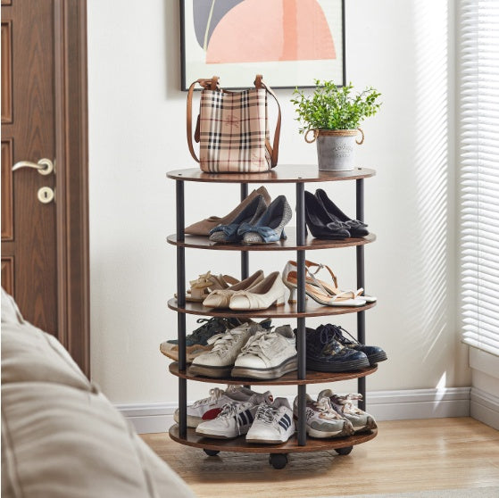 5-tier Round Wheeled Swivel Shoe Rack