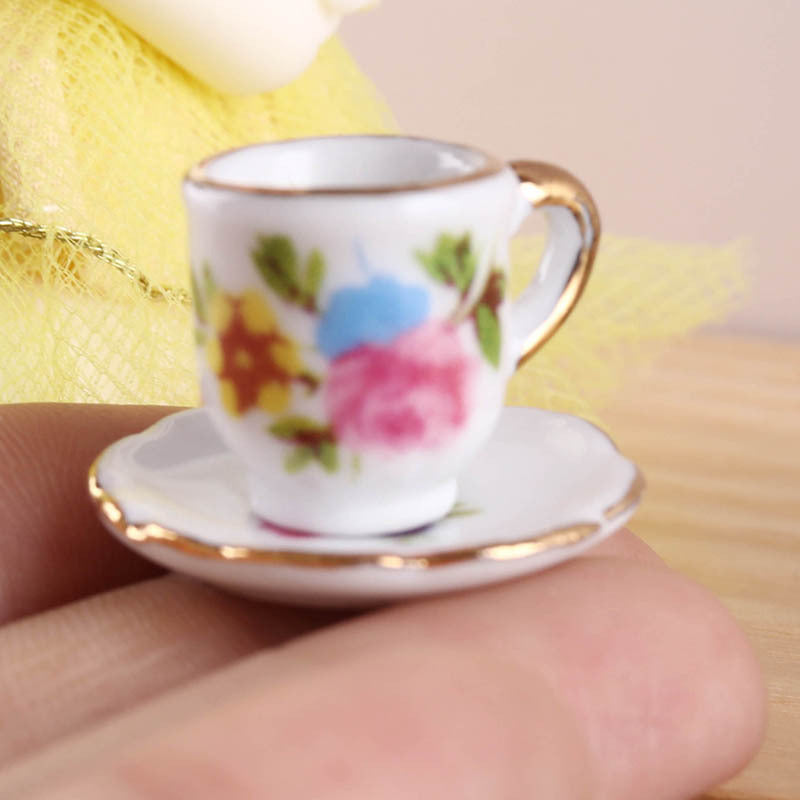 Mini Miniature Ceramic Tea Set Model