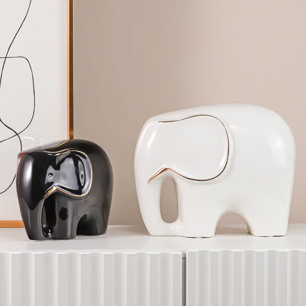 Simple Elephant Ceramic Decoration Office Desktop Home