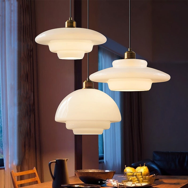 Modern Minimalist Lamps Creative Cream Style White Glass Chandelier