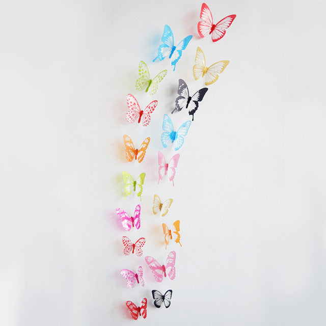 18PCs 3D Crystal Butterfly Wall Stickers OPP Bags Children Living Room Beautiful Butterfly Room Wall Stickers Home Decoration