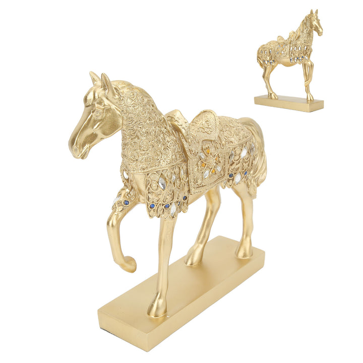 Golden Horse Decor Animal Art Horse Figurine and Statue Ornament for Home Office