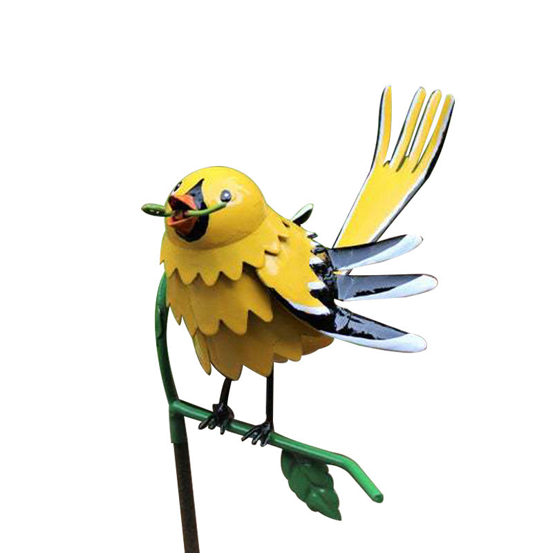 Flat Style Garden Branch Plug-in Decoration Creative Articraft Bird Model Figurine Animal Bird Miniature Home Garden Ornament