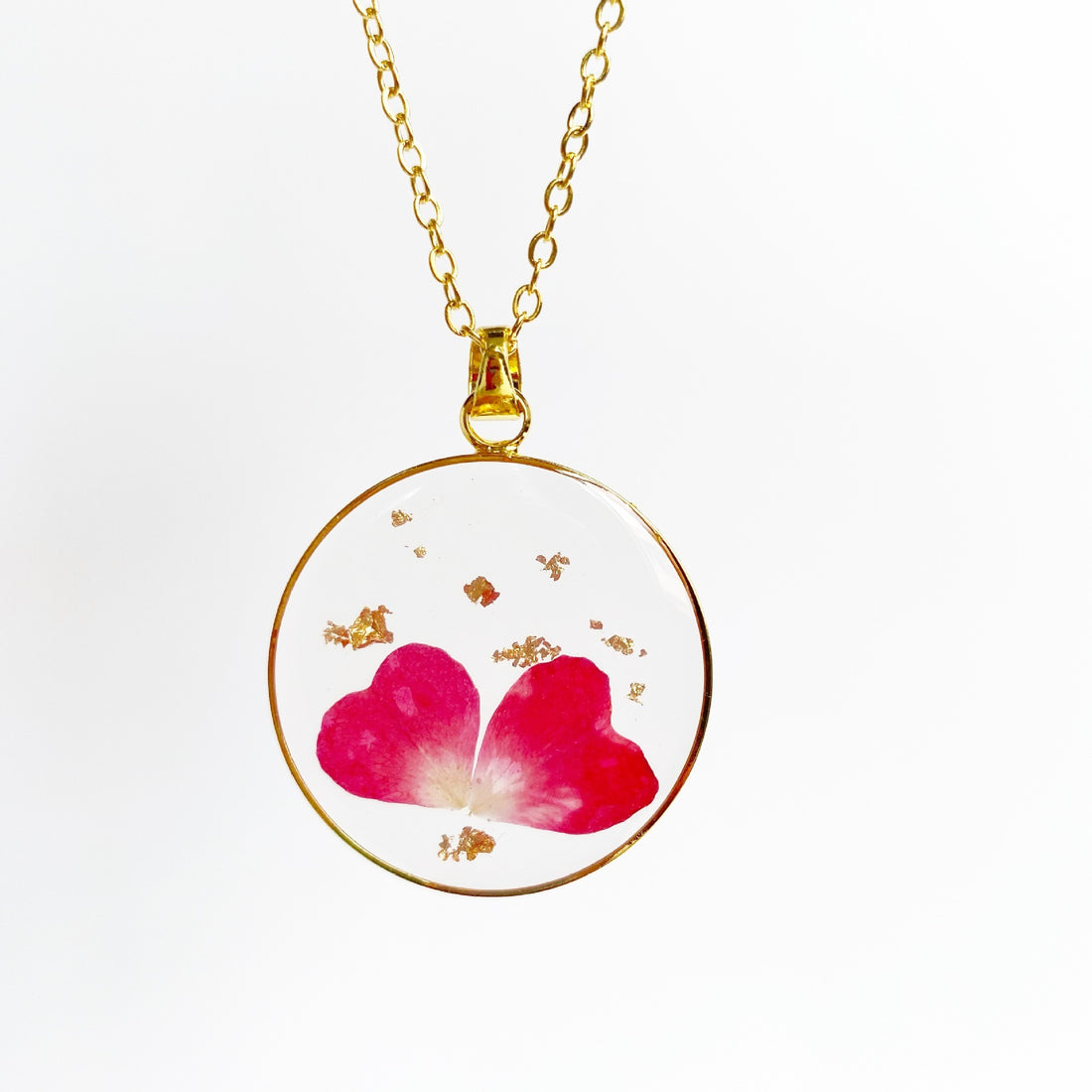 Resin Dried Flower Necklace December Flower Round Stylish Pendant